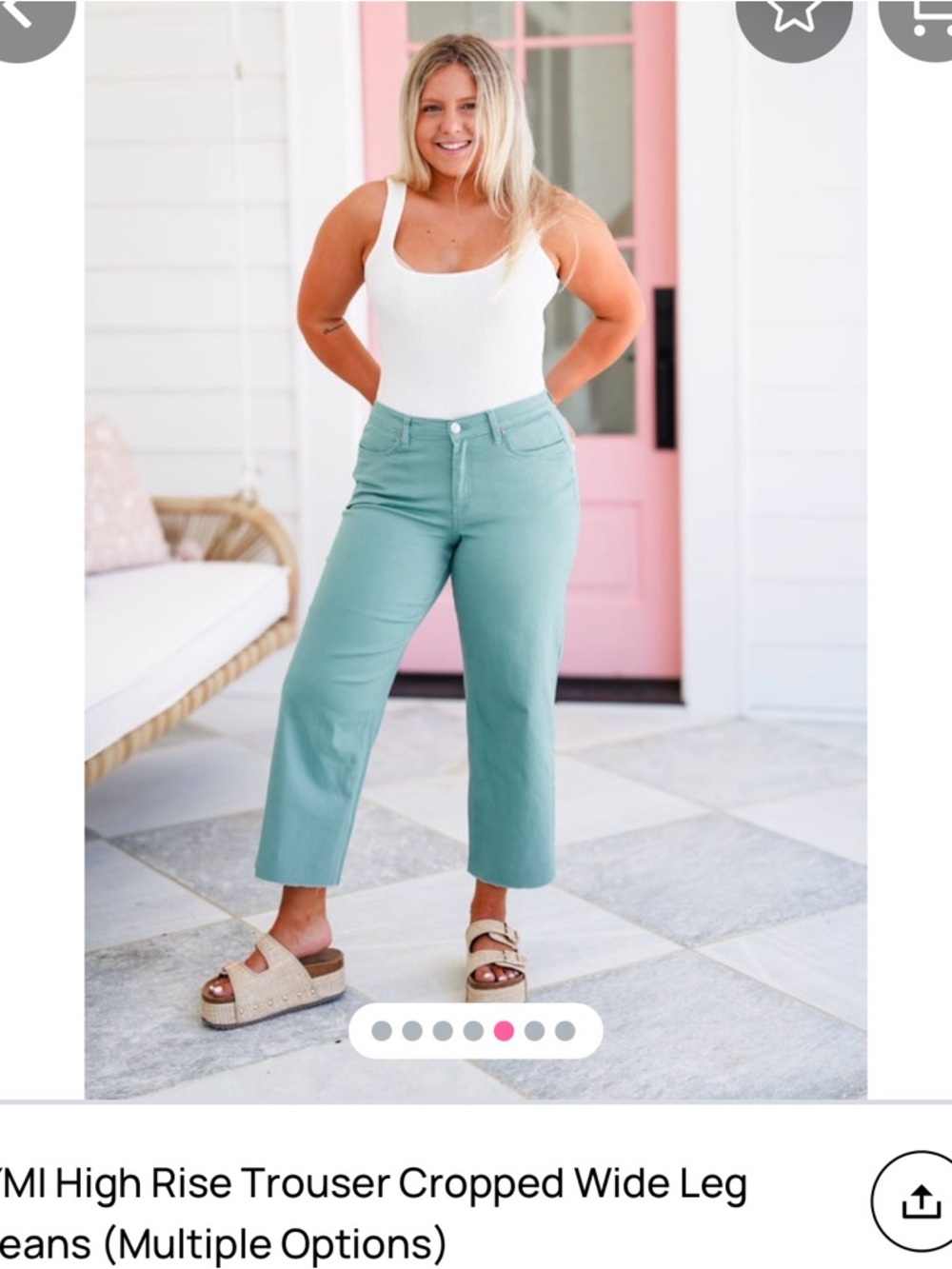 High-Rise Cropped Wide Leg Trousers in Seafoam
